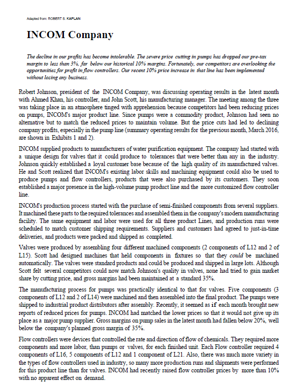 1-One manager suggests changing the Overhead Allocation to Direct Material used