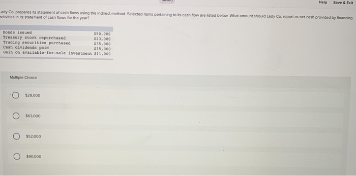 intermediate accounting,please show your work ady Co prepares its statement of cash