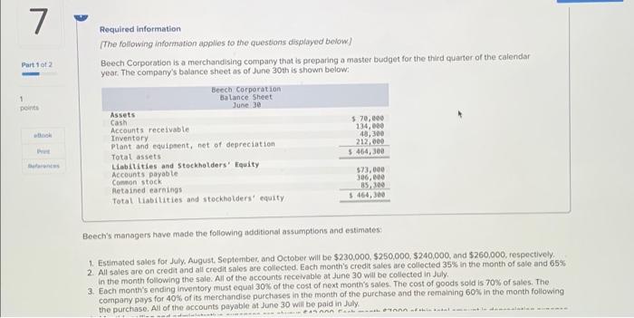  Beech's managers have made the following additional assumptions and estimates: 1.