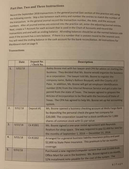 writing the journal entries for Bailey's Balloon Bouquet, Inc. in the back