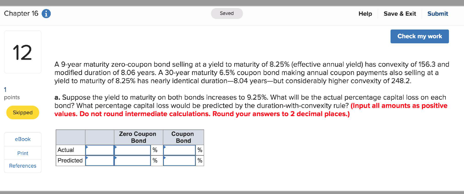 Chapter 16 i Saved Help Save & Exit Submit Check my