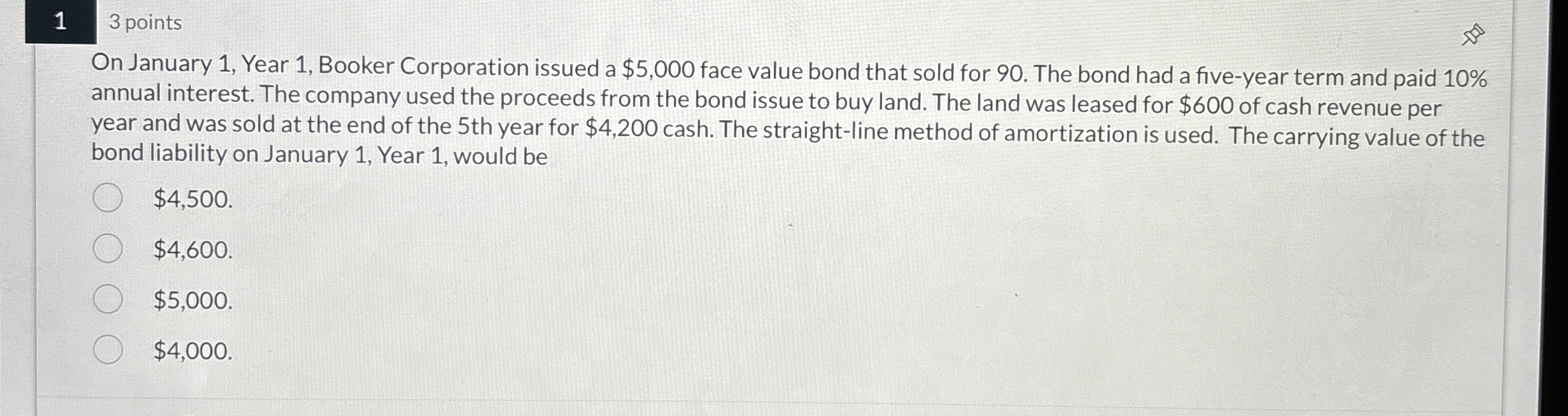  1 3 points On January 1, Year 1, Booker Corporation issued