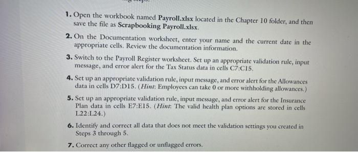 steps on how to complete each problem** Irene's Scrapbooking World Payroll Worksheet