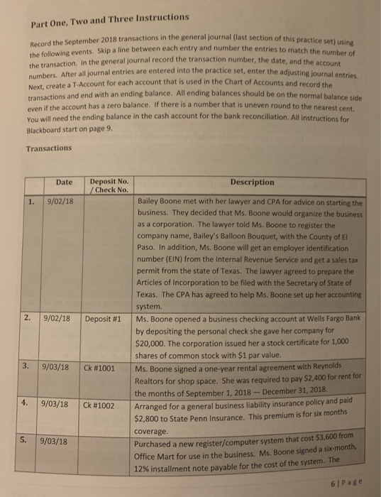 writing the journal entries for Bailey's Balloon Bouquet, Inc. in the back