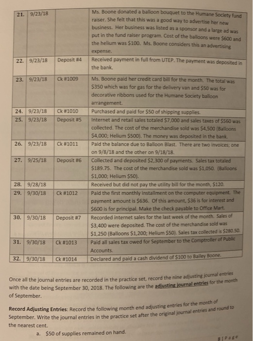 part two, the student will write the adjusting journal entries in the