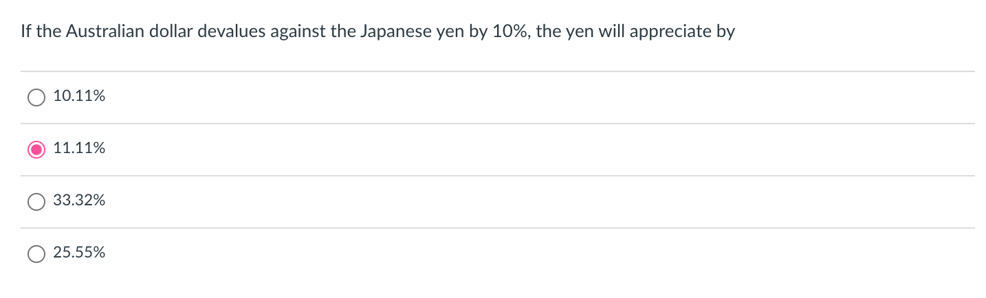 Please explain the calculation If the Australian dollar devalues against the Japanese