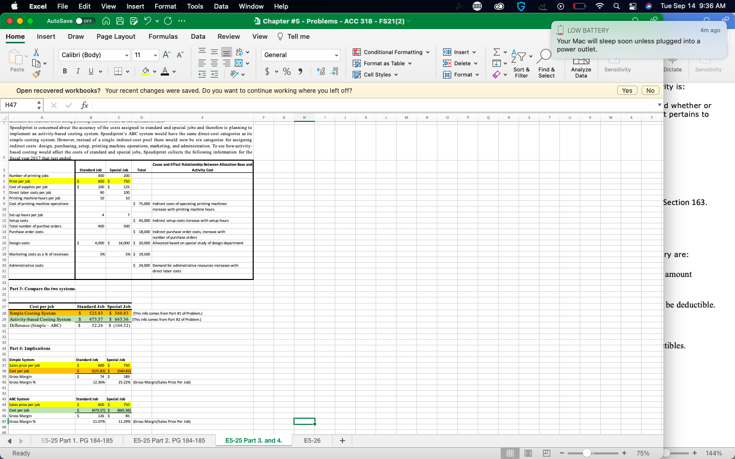 Problems - ACC 318 - FS21(2) Q OFF Home Insert Draw Page