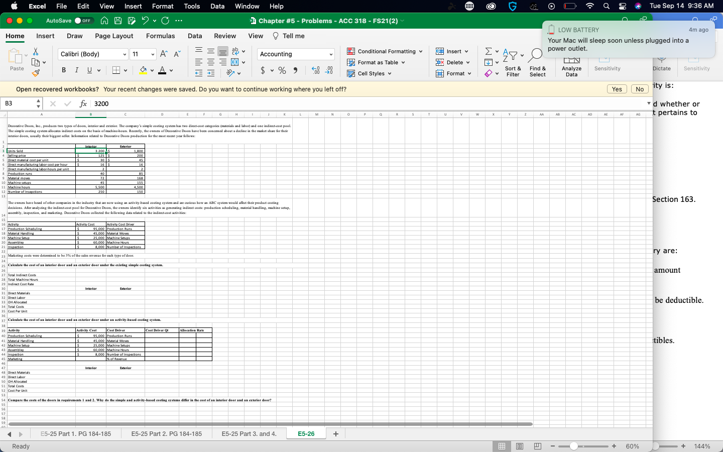 Layout Formulas Data Review View Tell me LOW BATTERY 3m ago Your