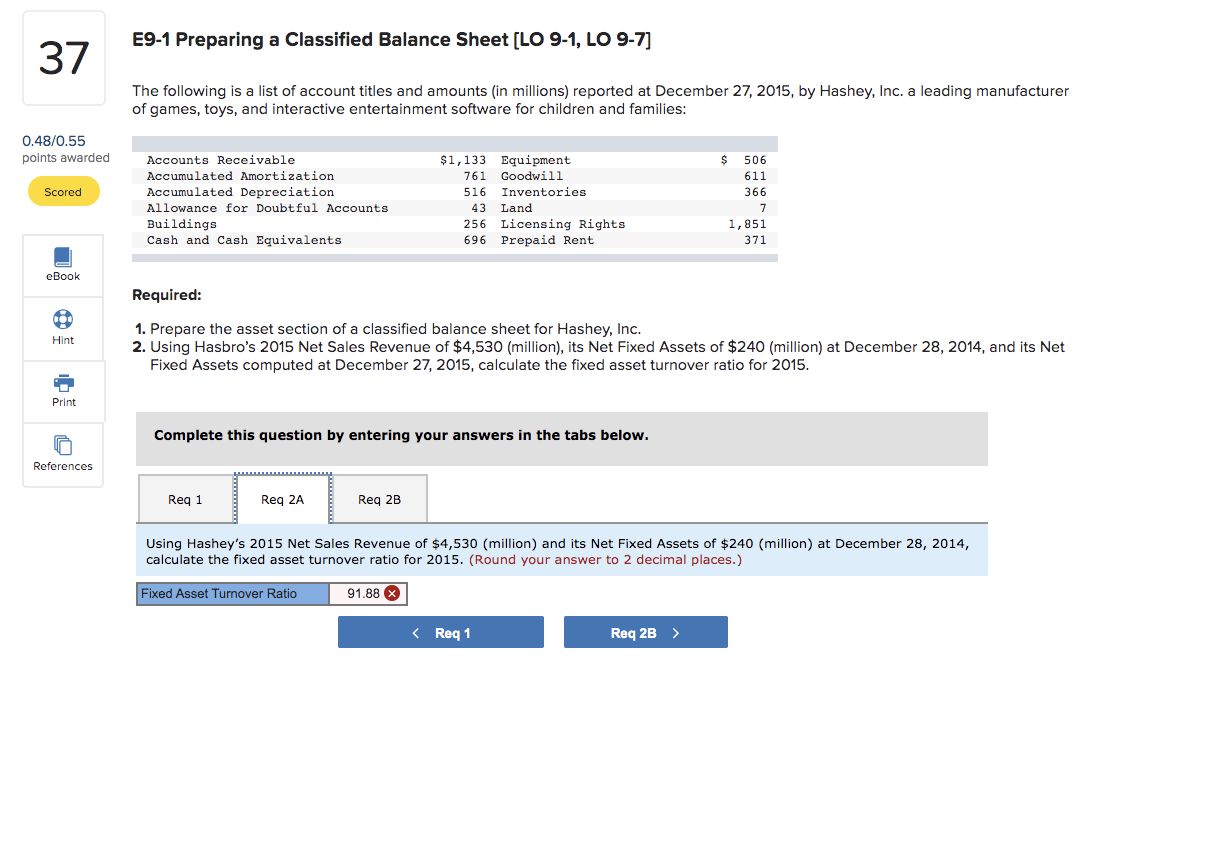 a Classified Balance Sheet [LO 9-1, LO 9-7] 1. 2. E9-1 Preparing