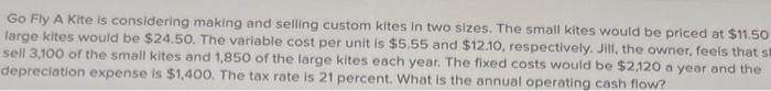  Go Fly A Kite is considering making and selling custom kites