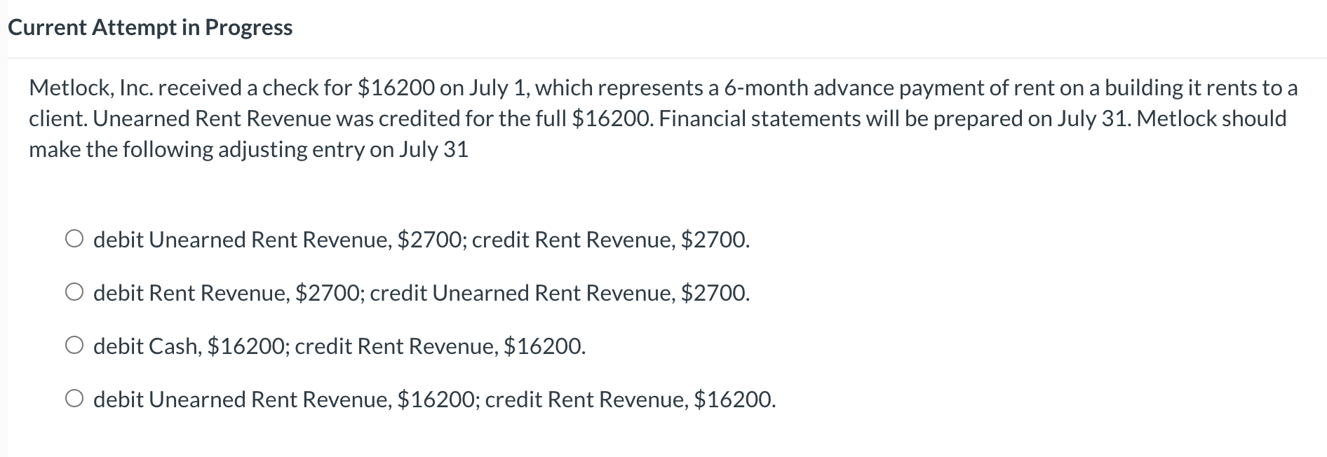  Current Attempt in Progress Metlock, Inc. received a check for $16200