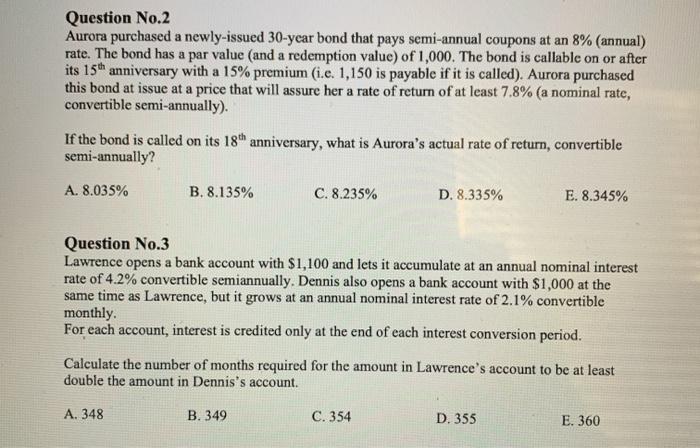 please solve these problems without using excel and show all steps. Question