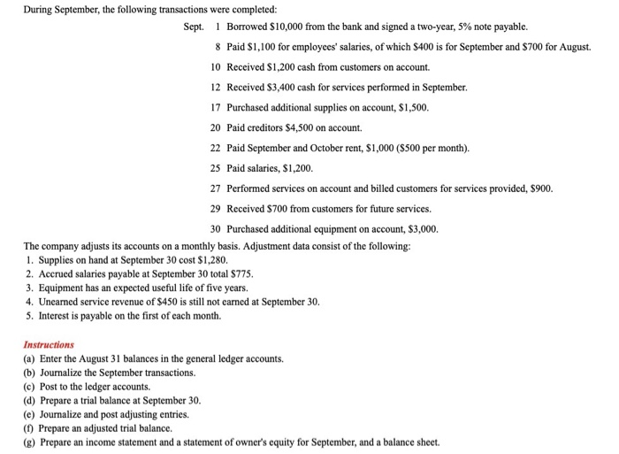 and adjusting entries for prepayments. (LO 2, 4) AP On August 31,