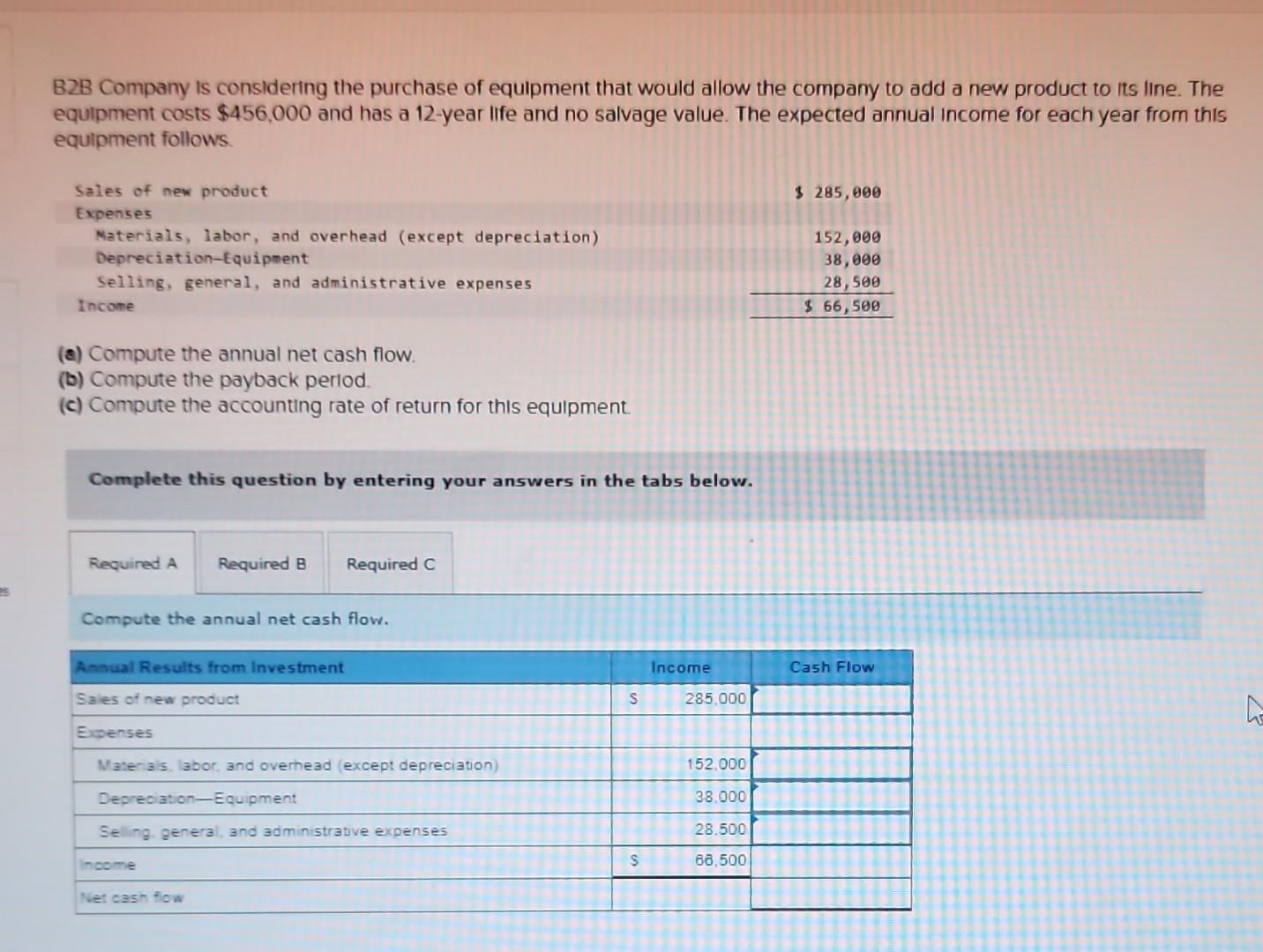 used for five years, yielding the following income. This incom computation includes