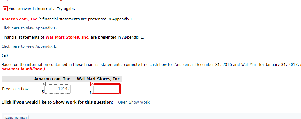 X Your answer is incorrect. Try again. Amazon.com, Inc.'s financial statements