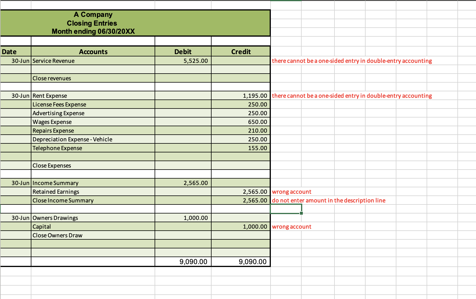 the owner. Directions Company Accounting Workbook Use accepted accounting principles to follow