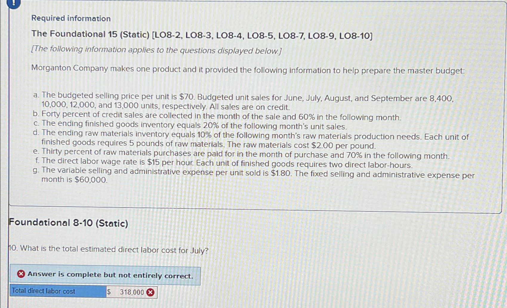  Required information The Foundational 15(Static)[LO8-2, LO8-3, LO8-4, LO8-5, LO8-7, LO8-9, LO8-10]