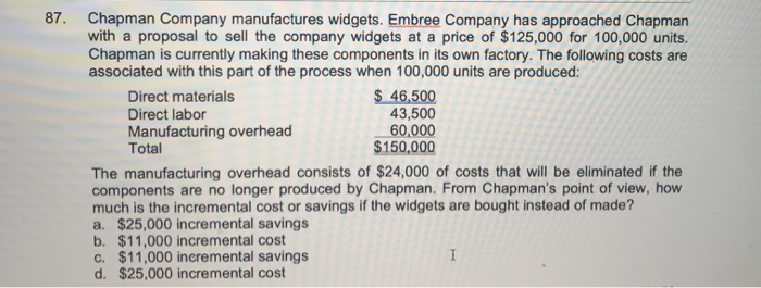 $50 25 A special order for 2,000 units has been received from