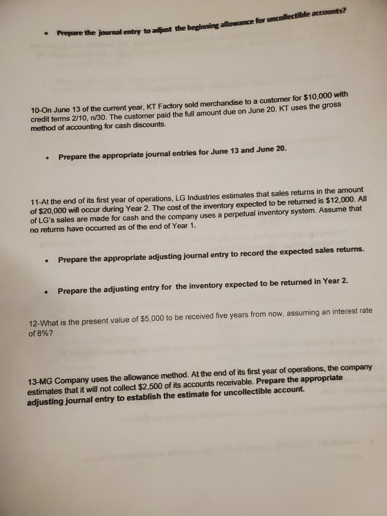  Prepare the journal entry to adjust the be e journal entry