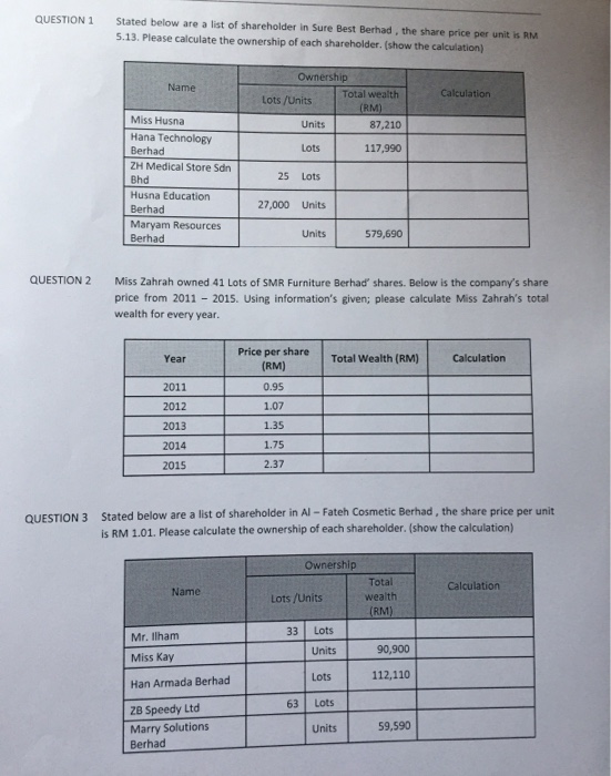  Question 1-3 Please explain on how to do these questions with