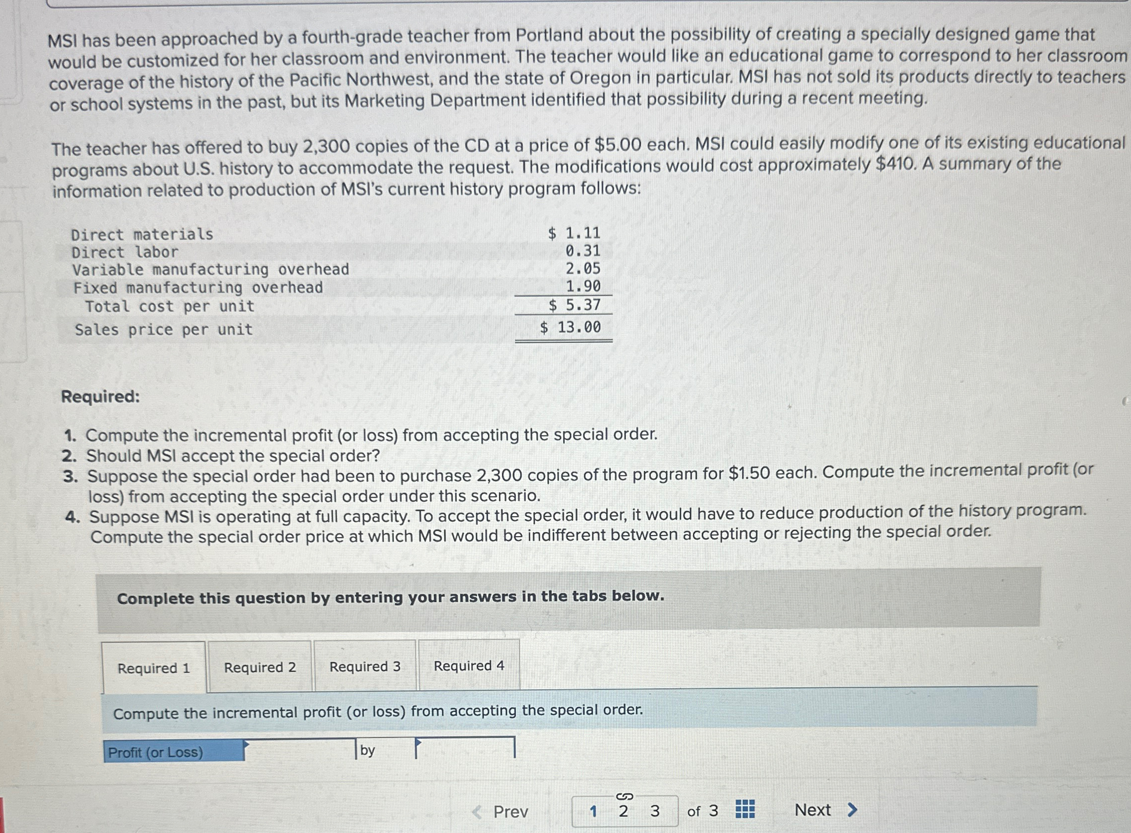  MSI has been approached by a fourth-grade teacher from Portland about