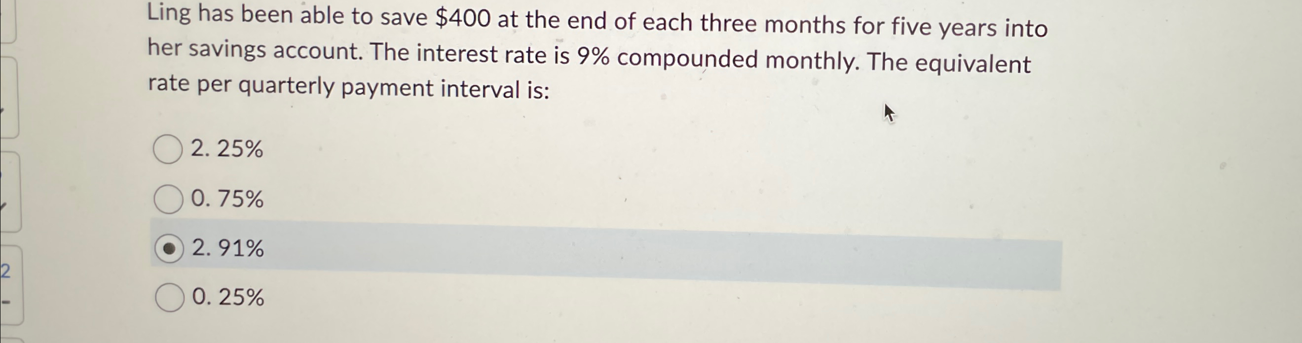  Ling has been able to save $400 at the end of