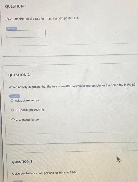 COMPUTING ABC PRODUCT COSTS Performance Products Corporation makes two products, titanium Rims