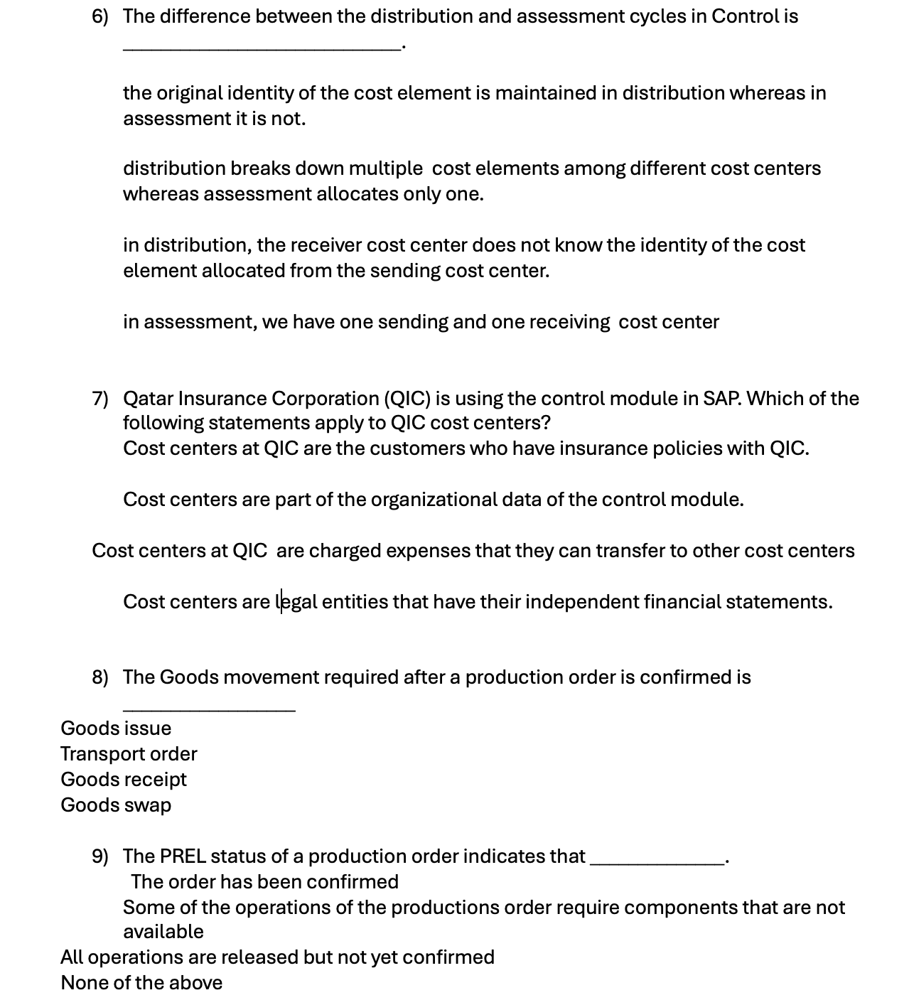  The difference between the distribution and assessment cycles in Control is