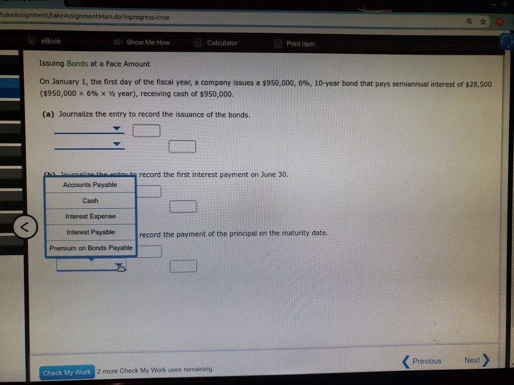 Issuing Bonds at a Face Amount On January 1, the first day