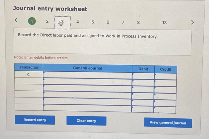 worksheet 2 5 Record depreciation on factory equipment. Note: Enter debits before