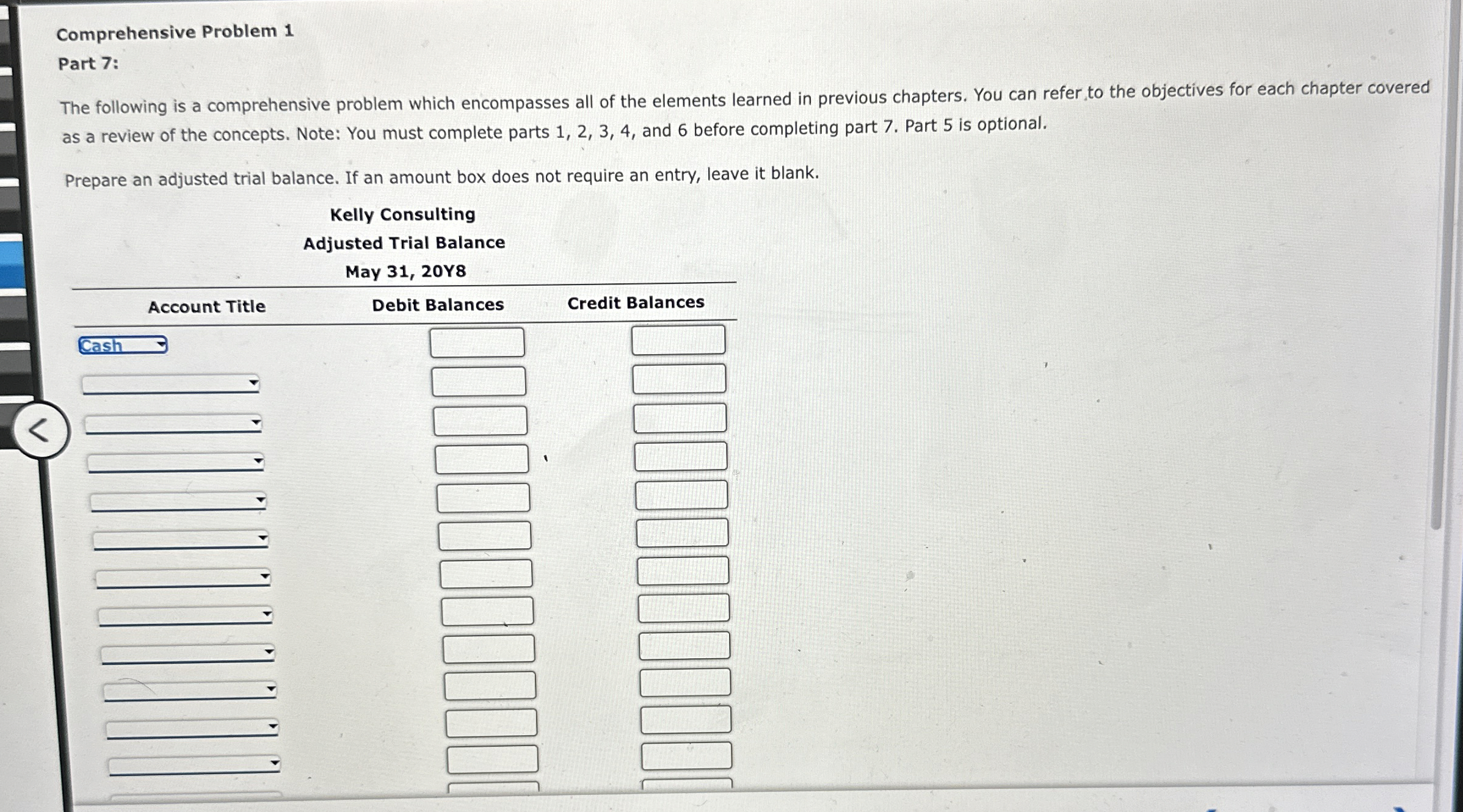  Comprehensive Problem 1 Part 7: The following is a comprehensive problem