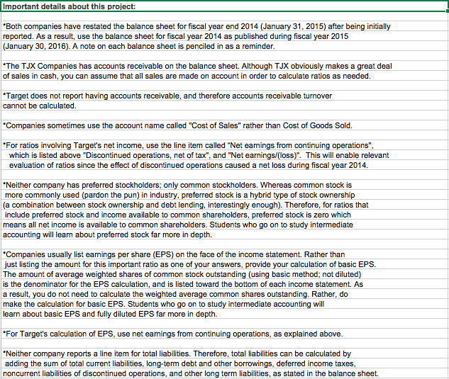 is needed to complete this project, from instructions to information and other