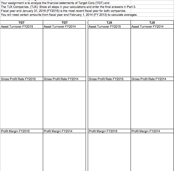 sections for TJX company and also do the horizontal analysis (which i