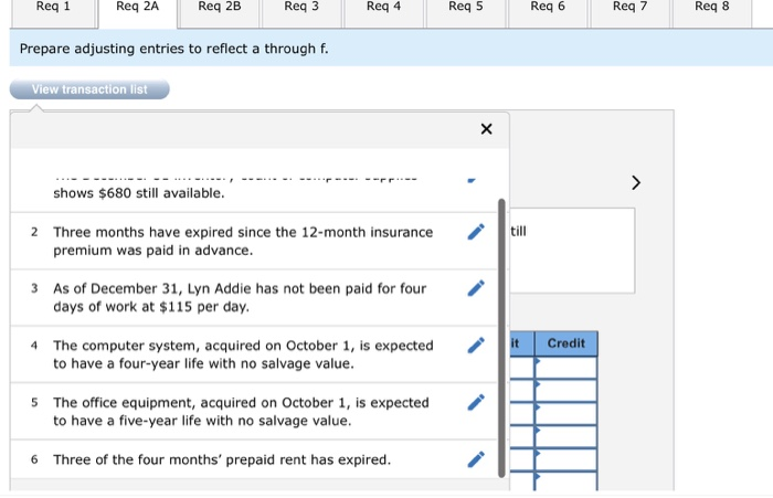 403 612 613 Account Title Cash Accounts receivable Computer supplies Prepaid insurance