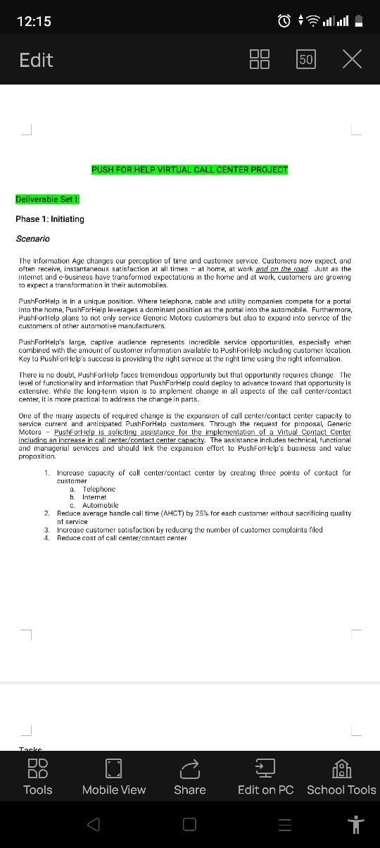Phase 1: Initiating Scenario The information Age changes our perception of