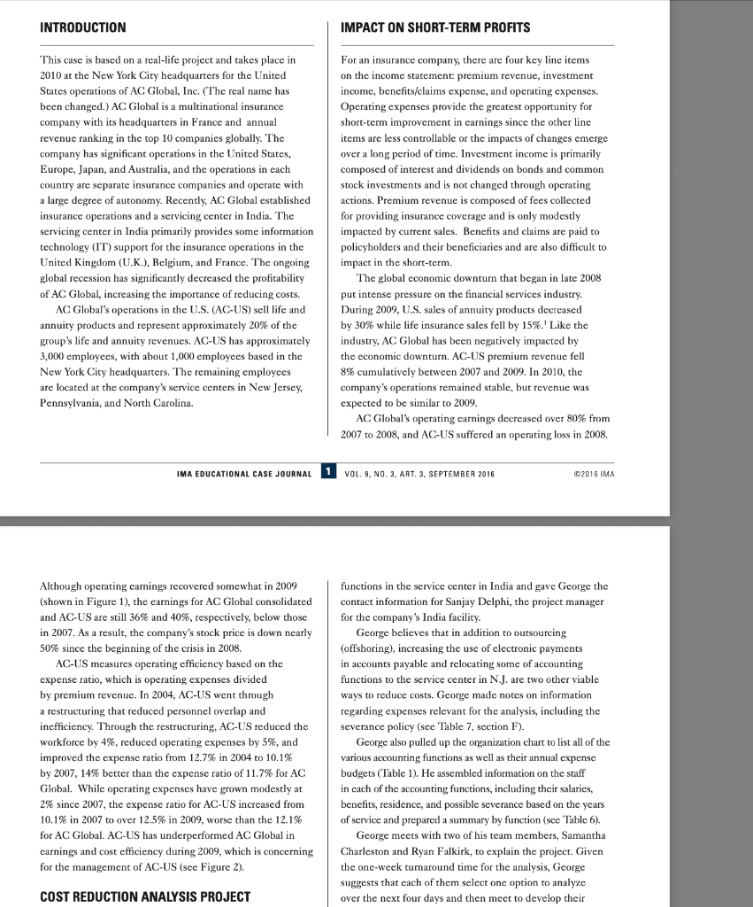 Please answer the case study questions. Thank you! INTRODUCTION IMPACT ON