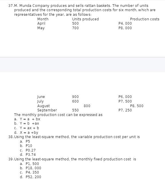  44. The allocation base that would be most likely to be