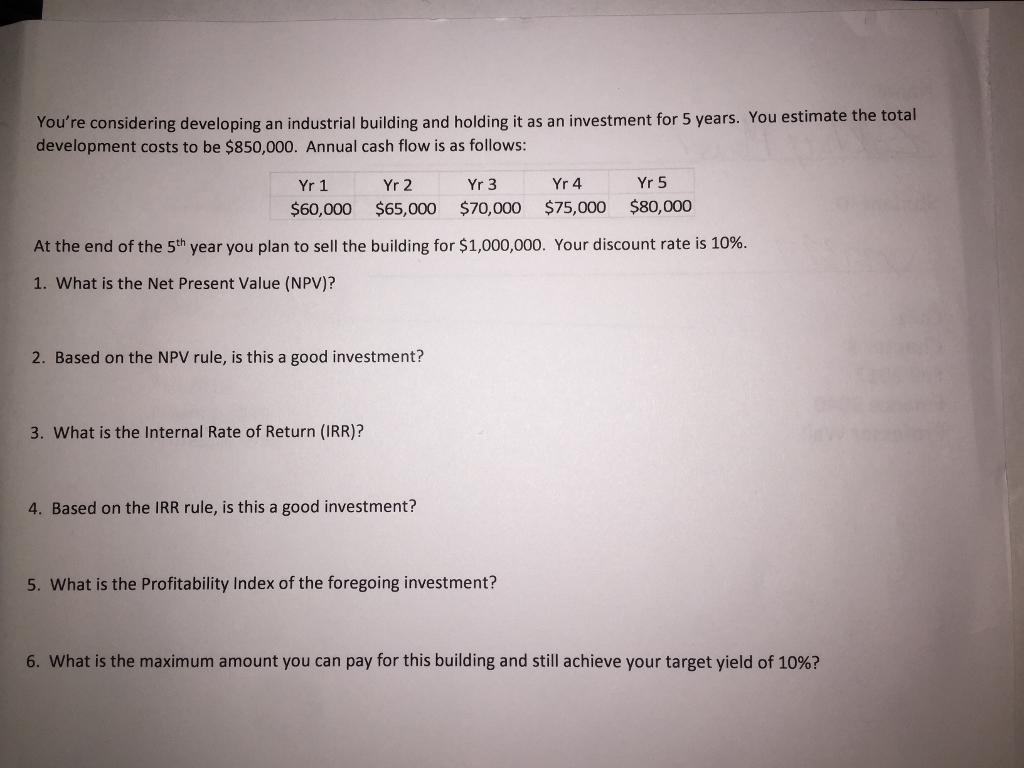 You're considering developing an industrial building and holding it as an