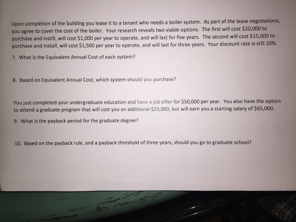 investment for 5 years. You estimate the total development costs to be