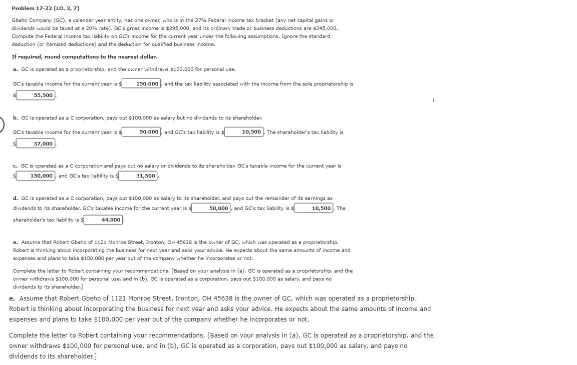 Please fill out the blanks using the information above Problem 17-32 (LO.