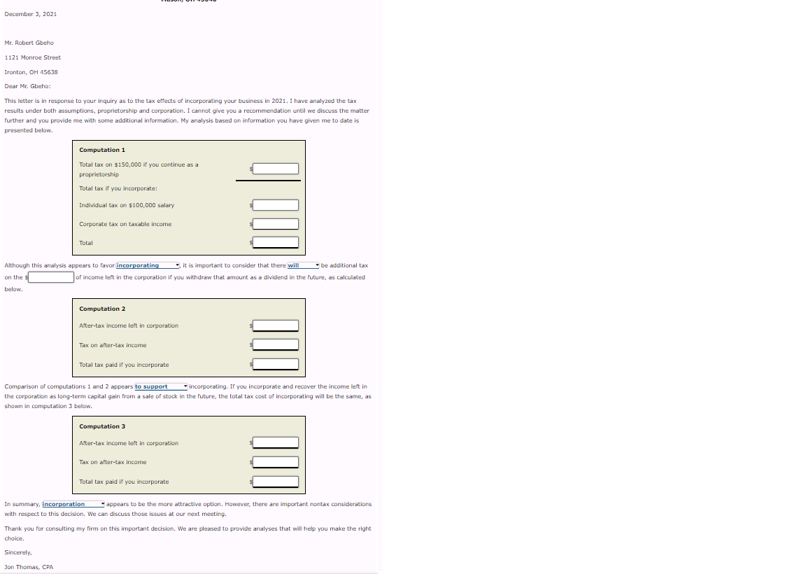 3,7) Gbeho Company (GC), a calendar year entity, one owner, who is