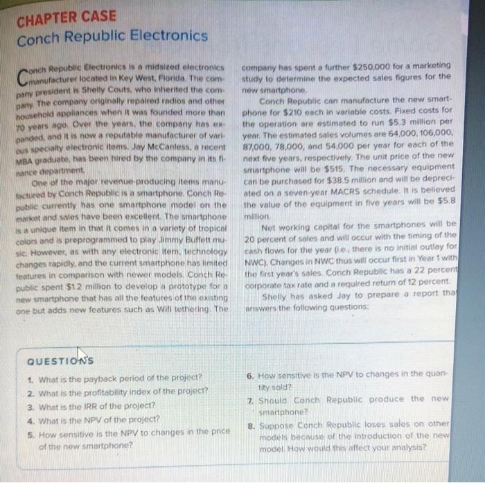  CHAPTER CASE Conch Republic Electronics och Republic Electronics is a midsized