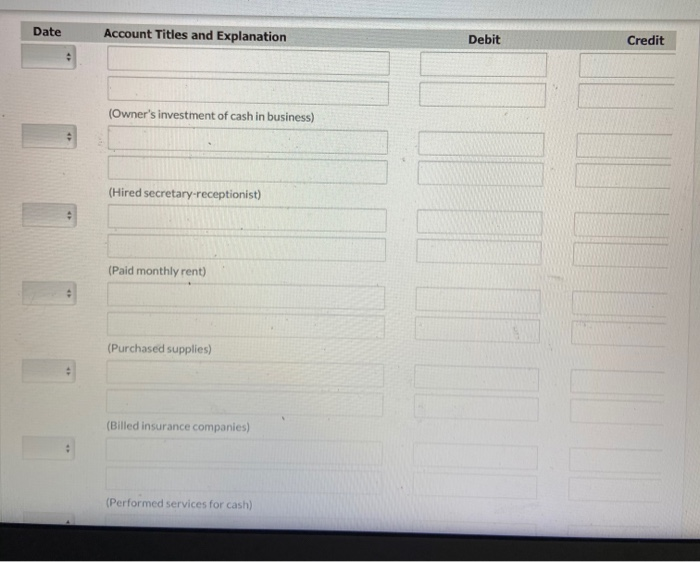 the first month of the operation of her business, the following events
