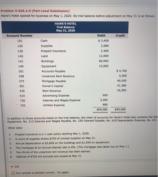 correct. Try again. Prepare a ledger using the three-column form of account.