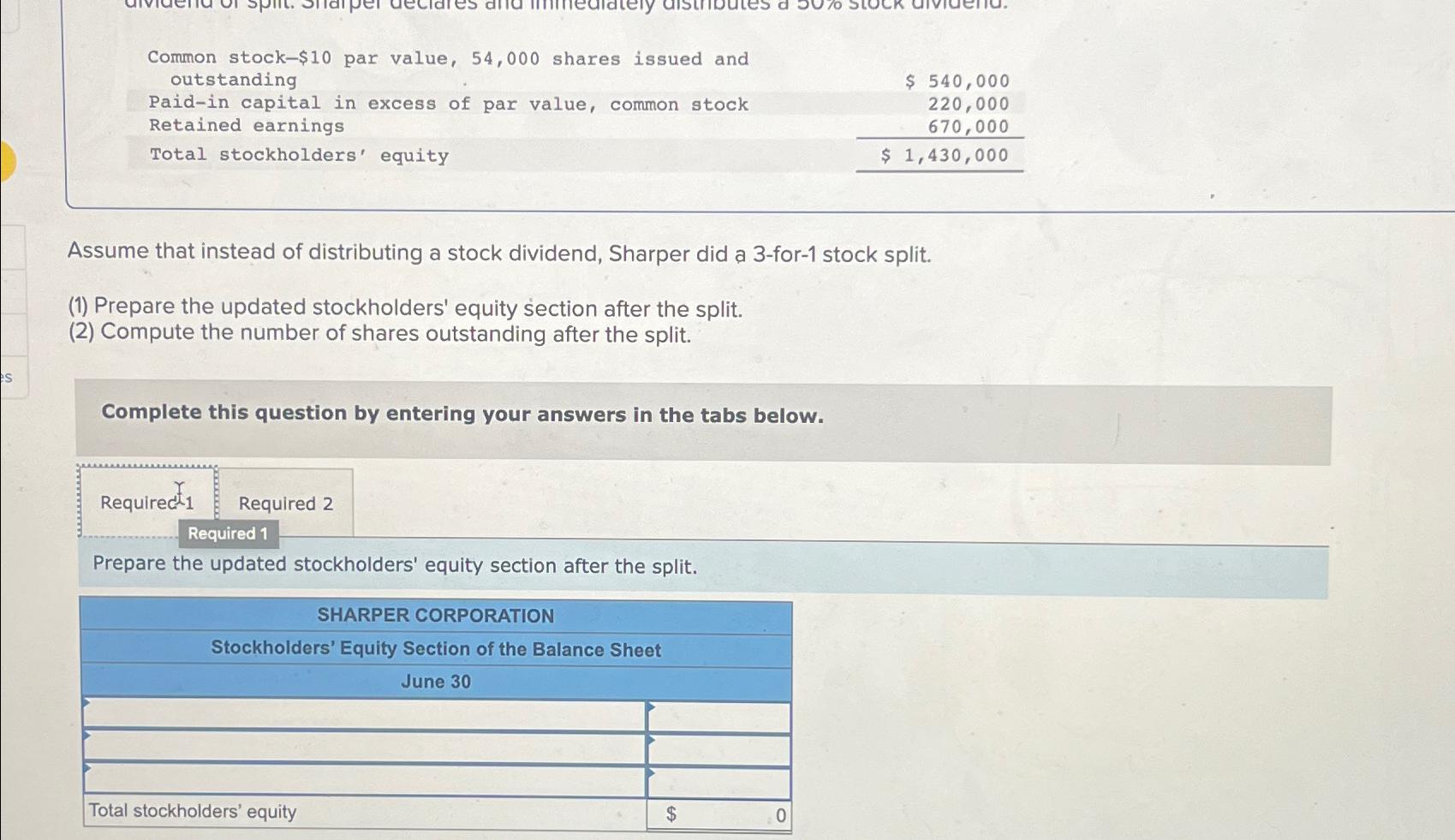  \table[[\table[[Common stock- $10 par value, 54,000 shares issued an],[outstanding]],$540,000 