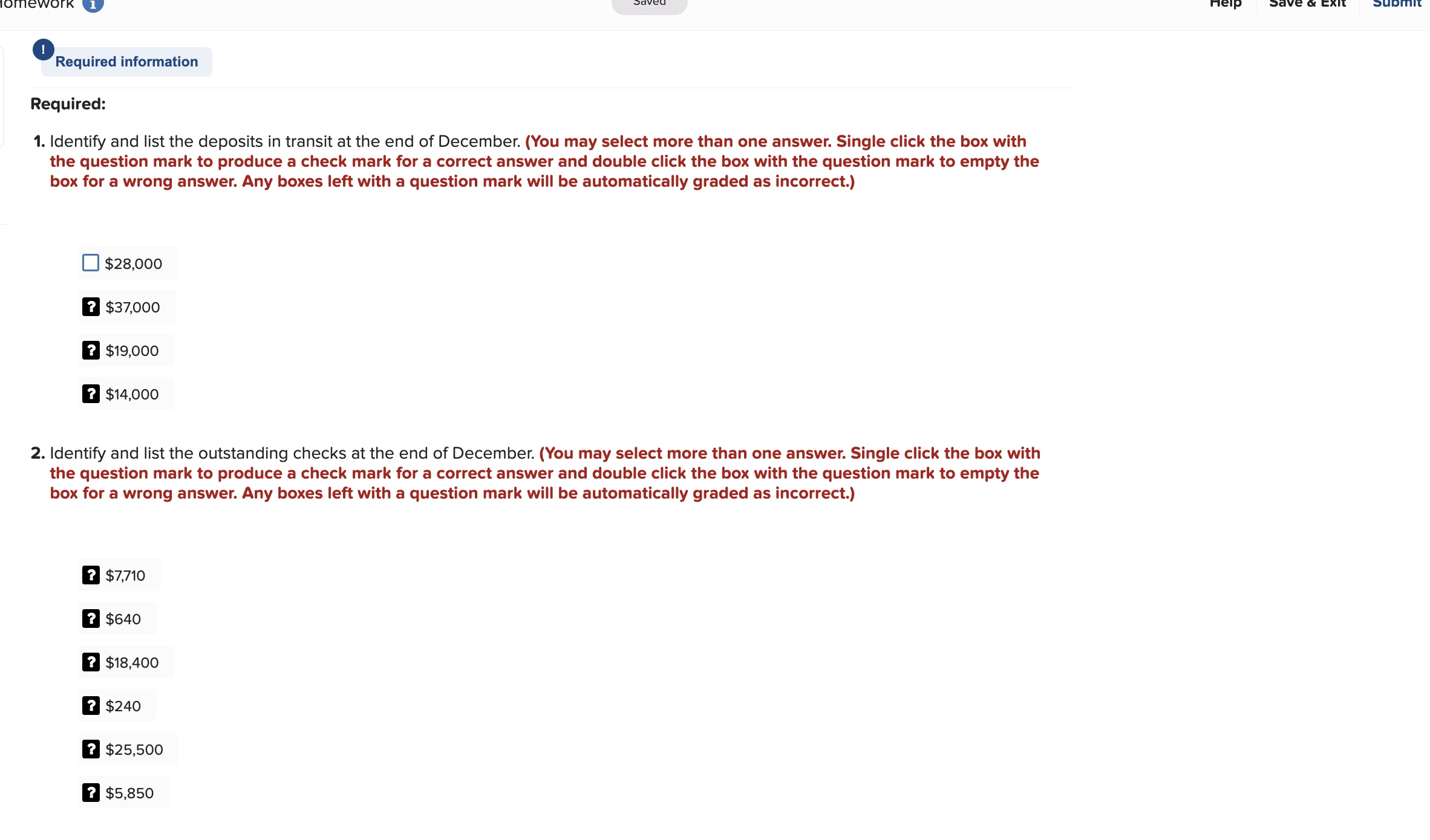  Required information PA5-3(Algo) Identifying Outstanding Checks and Deposits in Transit and