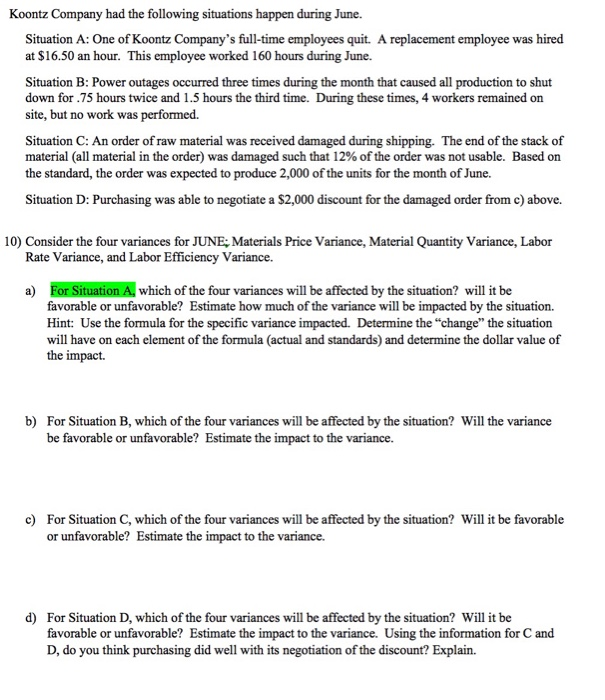 Actual Cost per Cost per Unit Unit Direct materials: Standard: 1.80 feet