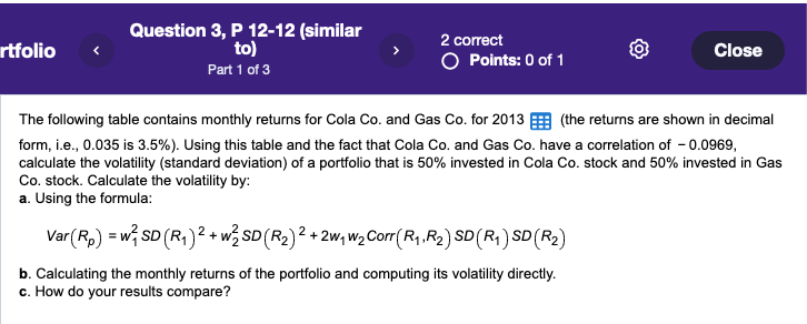 and Gas Co. for 2013 (the returns are shown in decimal form,