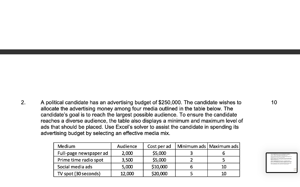 Can you please help me in this question by performing in EXCEL
