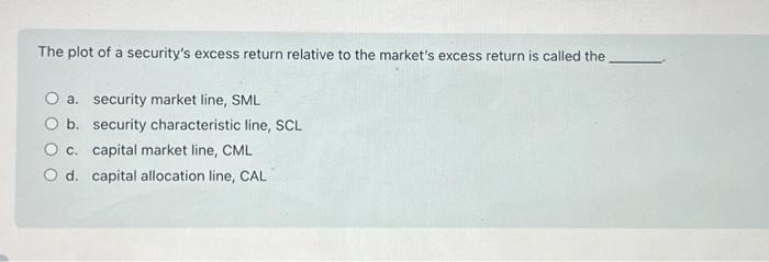  The plot of a security's excess return relative to the market's